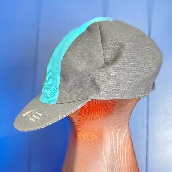 Biker's Hat 3 Panel Tallfin Brand Gray and Blue  Small/Medium Made in ITALY - Picture 1 of 7